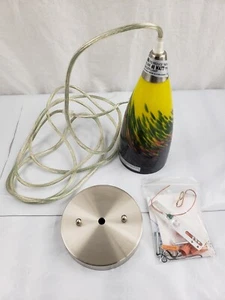 New Lite Source LS-1733 Volcano Pendant Lamp Electric Multi Colored Glass Shade - Picture 1 of 3
