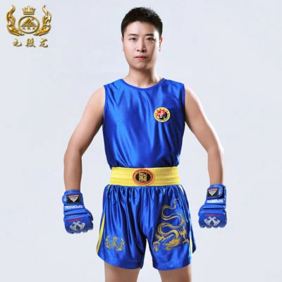 Kung Fu Tai chi Sanda Competition Suit BOXING Fitness Uniform Vest Shorts Unsiex - Image 1 of 4