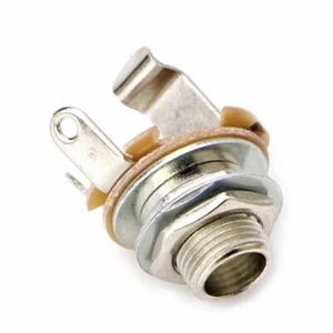 Conector de entrada mono 6,35 mm 1/4" para amplificador de bajo de guitarra eléctrica cromado - Imagen 1 de 3