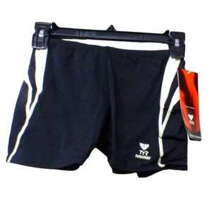 TYR Boy's Durafast One Alliance Splice Boxer Swimsuit, Size 26, Black/White - Picture 1 of 8