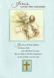 Religious HOLY COMMUNION Card, Jesus Loves The Children by Hallmark + Envelope - Picture 1 of 6