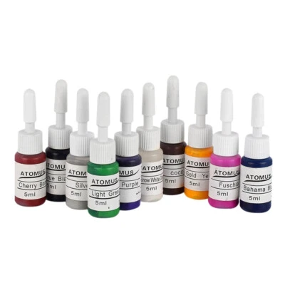 MARKENLOS Tattoofarbe, 10 Farben-Set 5 ml Tätowierfarbe, Tattoo Ink, Tattoo Pigment,