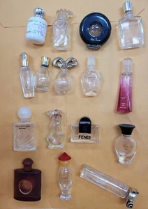 Vintage Mini Glass Perfume Bottle Givenchy Yves Saint Laurent Lancome Lot of 17 - Picture 1 of 2