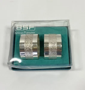 Vintage BSF Silver Plated Pair 2 Napkin Rings In Box Case Dinner Evening Elegant - Picture 1 of 6