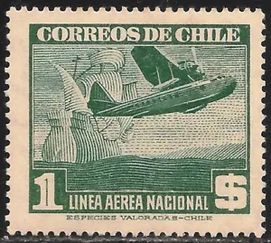 Chile #C83 (AP23) VF MVLH - 1942 1p Plane and Caravel - Picture 1 of 1