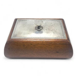 J.F. Fradley Sterling Silver Wood Milk Glass Humidor NYC 1883-1936 Cigar Tobacco - Picture 1 of 19