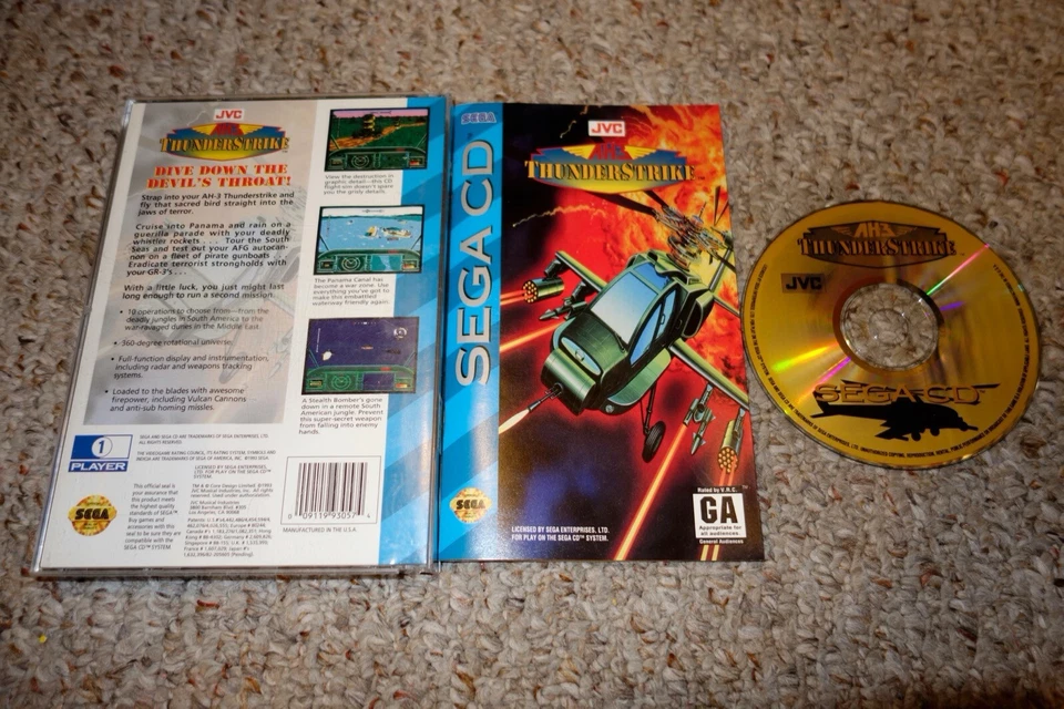 AH-3 Thunderstrike (Sega CD, 1993) Complete Thunder Strike - Image 1 of 1