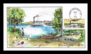 DR JIM STAMPS US COVER STEAMBOATS WASHINGTON FDC COLLINS HAND PAINTED - Picture 1 of 2