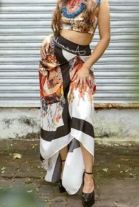 Anamika Khanna X H&M Mezcla de Seda Motivo Floral Falda Drapeada Blanca S L XL XXL Nueva - Imagen 1 de 24