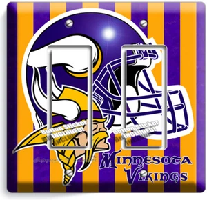 MINNESOTA VIKINGS FOOTBALL DOUBLE GFI LIGHT SWITCH WALL PLATE BEDROOM HOME DECOR - Picture 1 of 1