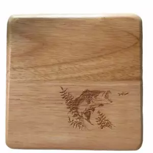 Handmade Made in USA Wood Trivet 6" Cheeseboard Bass Fish - Picture 1 of 3