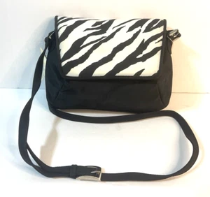 St John's Bay Small Shoulder Crossbody Bag Purse Black Zebra Coated Fabric NWT - Picture 1 of 14