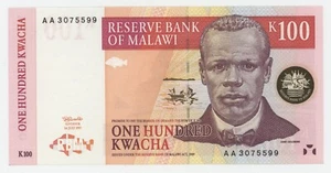 Malawi 100 Kwacha 1-7-1997 Pick 40.a UNC Uncirculated Banknote Serial AA - Picture 1 of 2
