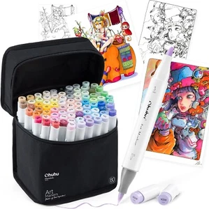 Ohuhu Pastel colors & light colors Brush and Bold pen, 80 colors, 81 markers - Picture 1 of 6