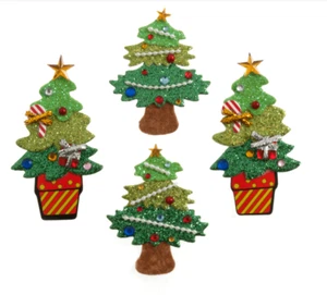 Craft Embellishment: Glitter Christmas Trees: Pack of 4 - Picture 1 of 1