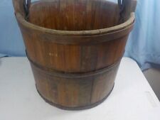 Antique Wooden Well Bucket with Handforged Handle