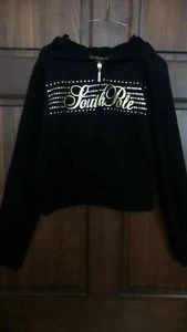 SOUTH POLE Black hoodie jacket Full zip Gold accents Lightweight Girls 14 16 NWT - Picture 1 of 3
