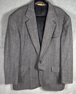 Pendleton Blazer Mens 46 L Black Gray Herringbone Virgin Wool Sports Coat USA - Picture 1 of 8