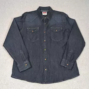 Camisa de mezclilla Wrangler Pearl Snap para hombre ribete XL manga larga occidental - Imagen 1 de 8