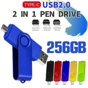256GB USB C Flash Drive 2 in 1 USB 2.0 Type C Dual OTG Metal Thumb Drive - Picture 1 of 14