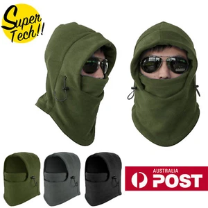 THERMAL FLEECE BALACLAVA Ski Snowboard Motorbike Face Mask Hood Hat Beanie Warm - Picture 1 of 10