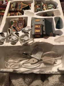 Christmas Ceramic Lighted Buildings Village School Church House Flowers & Fr - Picture 1 of 8
