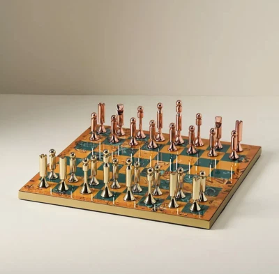 Anthropologie Sophie Chess Set Board Game Collectible Metal Pieces Enamel NEW - Image 1 of 4