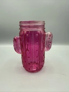 Cactus Mason Jar Pink Unique Novelty 5.5” *NO LID* - Picture 1 of 9