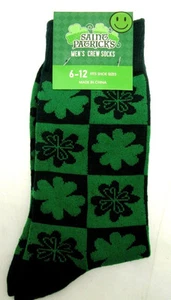 Saint Patrick's Clover Crew Socks ~ Men Sizes 6 - 12 ~ One Pair - Picture 1 of 2