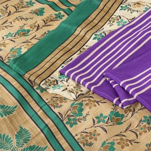 Sari Sánskriti Vintage Púrpura Musgo Crepé Floral Estampado 5Yd Tela Artesanal Sari  - Imagen 1 de 12