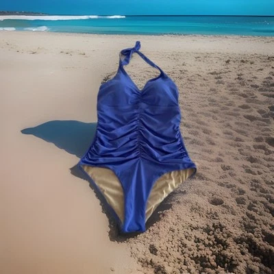 Trajes de baño para todos uno acanalados 1 pieza azul moldeado taza resistente al cloro talla 14 Foto 1 de 4