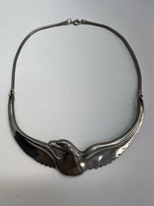 Alexis Kirk Silver Vintage Toned Soaring Eagle Collar Necklace - Picture 1 of 12