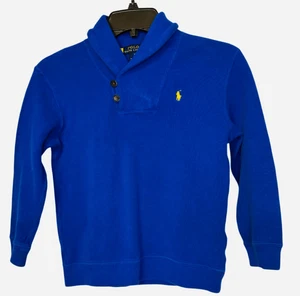 Polo Ralph Lauren Boys Sweater Shawl Collar Sz. 7 Bright Blue Classic - Picture 1 of 8