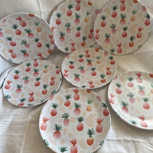 7 SIGRID OLSEN MELAMINE Tropical Island Pineapple Small Plate 7.75" Dessert Etc - Picture 1 of 7