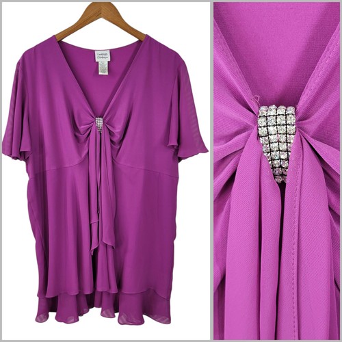 VETEMENTS Top a lume di candela taglie forti 26W abito camicia pizzo a strati chiffon maglia rosa gemma