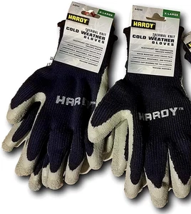 2 Pair of XL Latex Gloves Coated Warm Thermal Knit Cold Weather Work - Picture 1 of 3