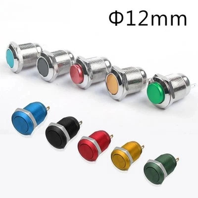 12mm Metal Push Button Switch Waterproof Momentary Flat/Round Car Start Hornbell - Image 1 of 4