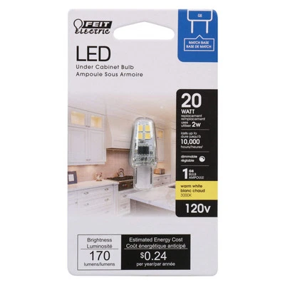 Feit LED G8 Light Bulb 2 Watts 170 Lumens 3000K Dimmable Warm White - Image 1 of 2