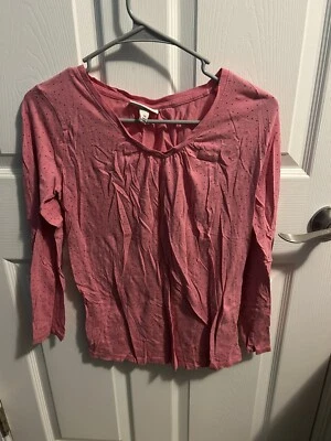 Maternity Shirt Pink With Polka Dots Long Sleeve Size XS Liz Lange  - Image 1 of 3