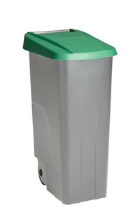 Sunware Basic Mülleimer 110 Liter - 57x42x88cm - mit Rädern/Griff - grau/grün - Bild 1 von 1