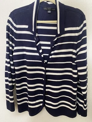 Suéteres de Estados Unidos Azul Marino y Blanco Cárdigan a Rayas Suéter Talla XL Foto 1 de 4