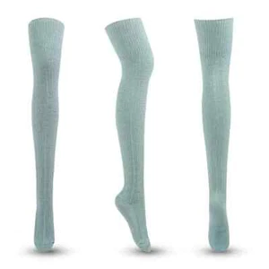 Herbst Winter Mode reine Farbe Baumwolle Overknee lange Socken (Eis) - Bild 1 von 2