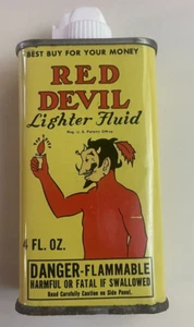 Vintage Red Devil Lighter Fluid Can.  4 Fluid Oz.  Empty. - Picture 1 of 6