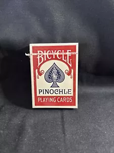 VINTAGE BICYCLE PINOCHLE 48 CUSHION FINISH RED PLAYING CARD DECKS NEW SEALED - Picture 1 of 4