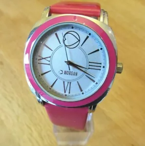 Donna MORGAN DE TOI Orologio Quadrante Argento Rosa Scuro Pelle Cinturino M1073P - Foto 1 di 5