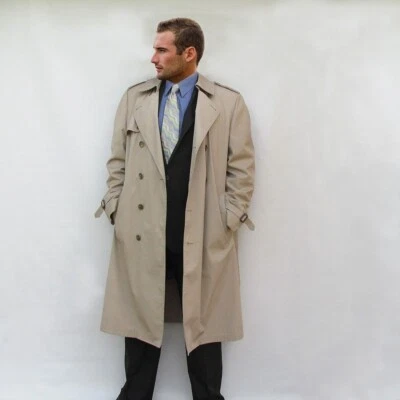 LONDON FOG ICONIC MEN'S DOUBLE BREASTED FUR LINED TRENCH COAT - SZ 38 S - Image 1 of 4