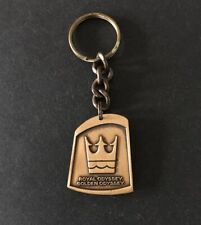 Vintage Keychain ROYAL CRUISE LINES Key Ring Brass Fob GOLDEN ODYSSEY Crown Logo