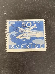 SUECIA, SCOTT # 263, VALOR 50o 1936 avión sobre bromma aeropuerto edición usado - Imagen 1 de 2