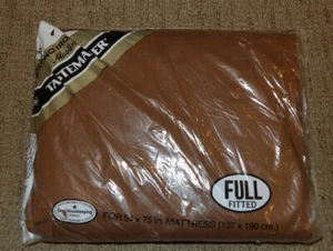 Vintage 1970's Tastemaker Retro Mod Brown Full Fitted Sheet NOS - Picture 1 of 3