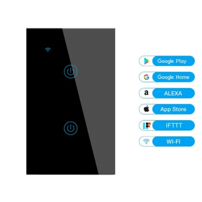 2 Gang 1 Way Home Smart WiFi Wall Light Switch Touch Panel Amazon Alexa Google - Image 1 of 4